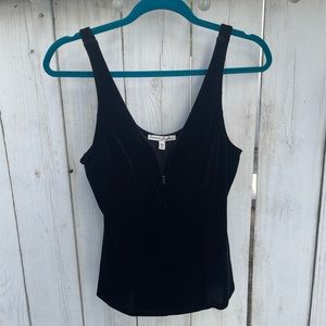 •Express One Eleven• Black Deep V-Neck Velvet Wire Tank Top
